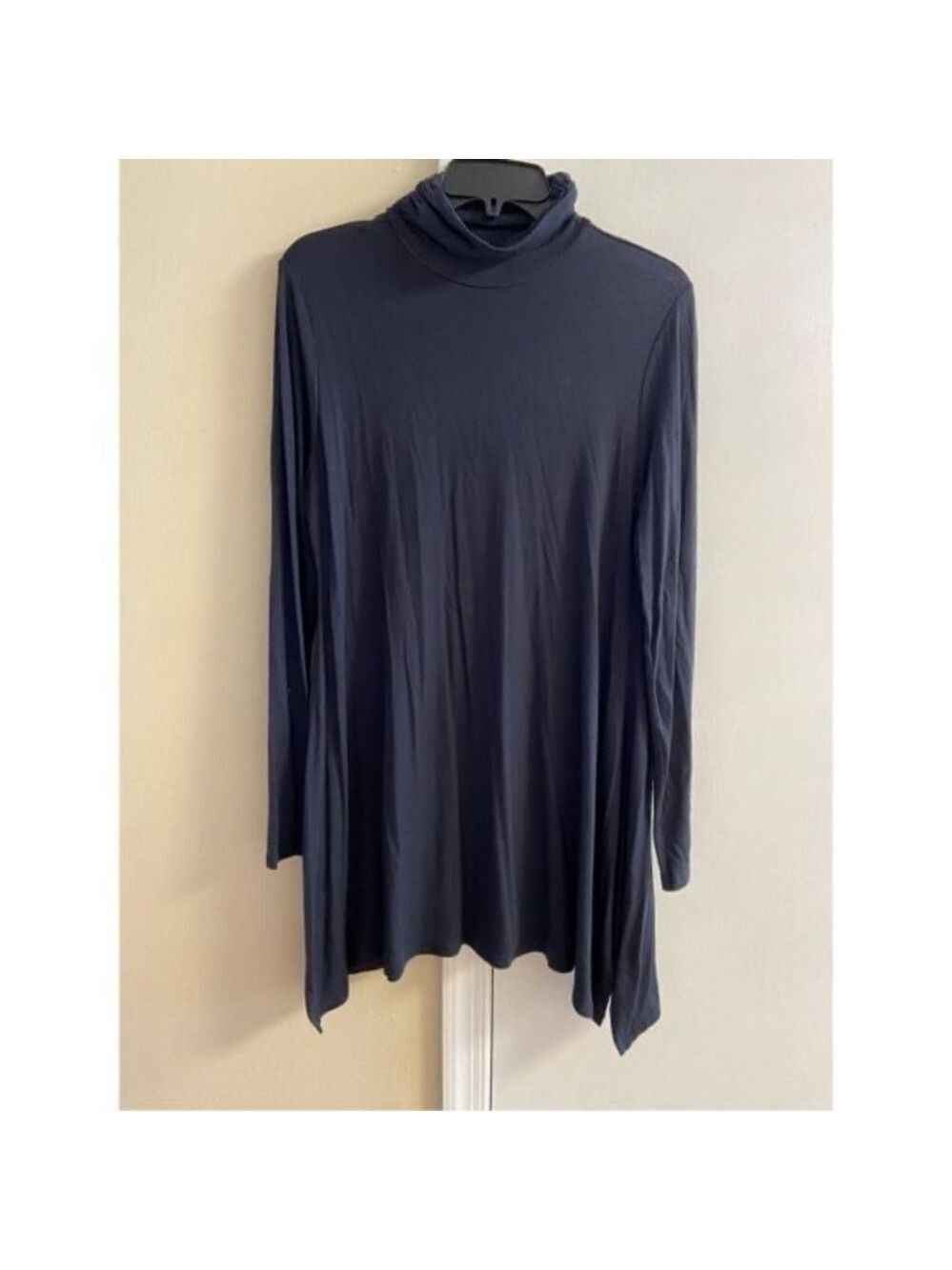 Soft Surroundings Midnight Blue Tunic top funnel neck navy Medium